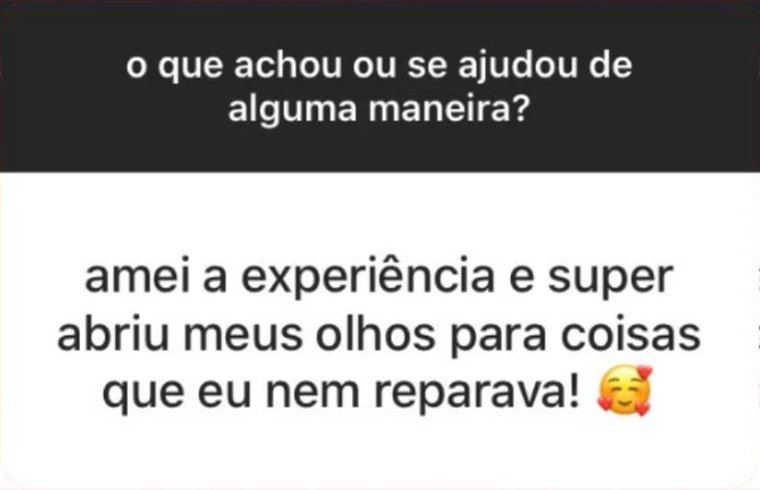 Feedback de cliente sobre leitura astrológica: “amei a experiência e super abriu meus olhos para coisas que eu nem reparava!”