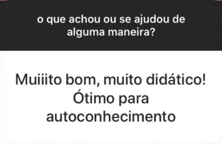 Feedback de cliente sobre leitura astrológica: “Muiiito bom, muito didático! Ótimo para autoconhecimento”