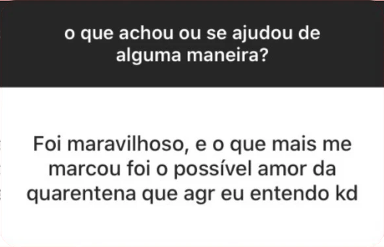Feedback de cliente sobre leitura astrológica: “Foi maravilhoso, e o que mais me marcou foi o possível amor da quarentena que agr eu entendo kd”