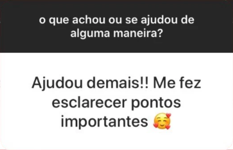 Feedback de cliente sobre leitura astrológica: “Ajudou demais!! Me fez esclarecer pontos importantes”