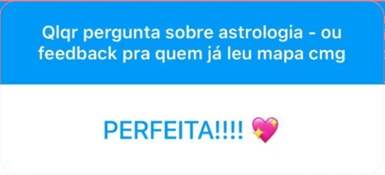 Feedback de cliente sobre leitura astrológica: “PERFEITA!!!!”